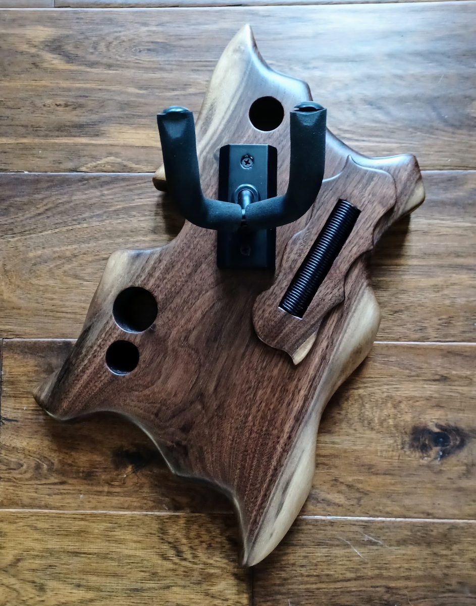 Guitar-themed woodworking piece